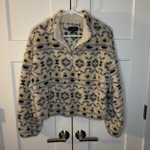 Love Tree Women's Crop Fleece Pullover Quarter Zip Aztec Tribal Design Size M